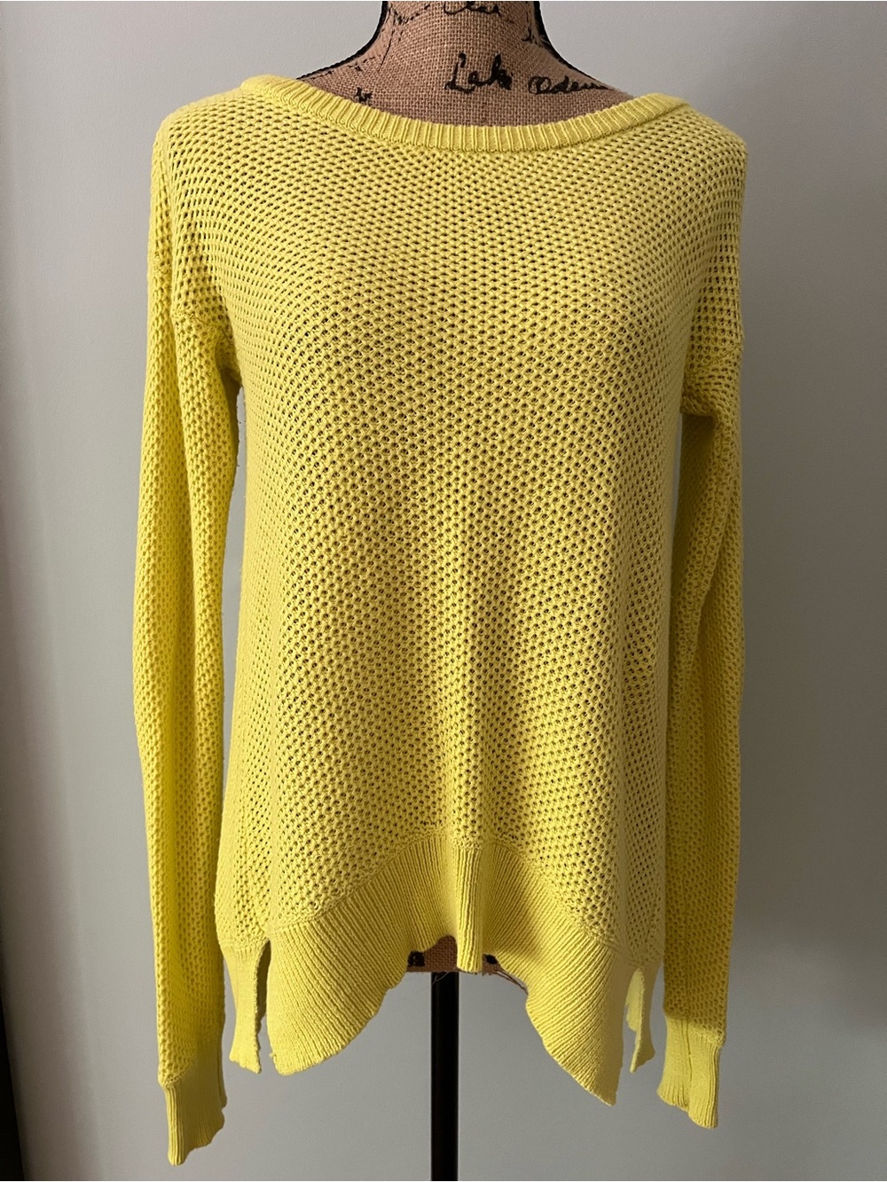 BB Dakota Open-Weave Scoop Neck Sweater in Bright Yellow